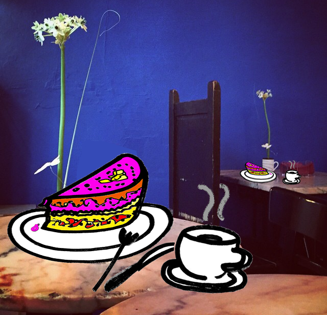 una tarta en el cafe Belen